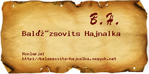 Balázsovits Hajnalka névjegykártya