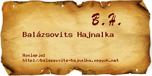 Balázsovits Hajnalka névjegykártya